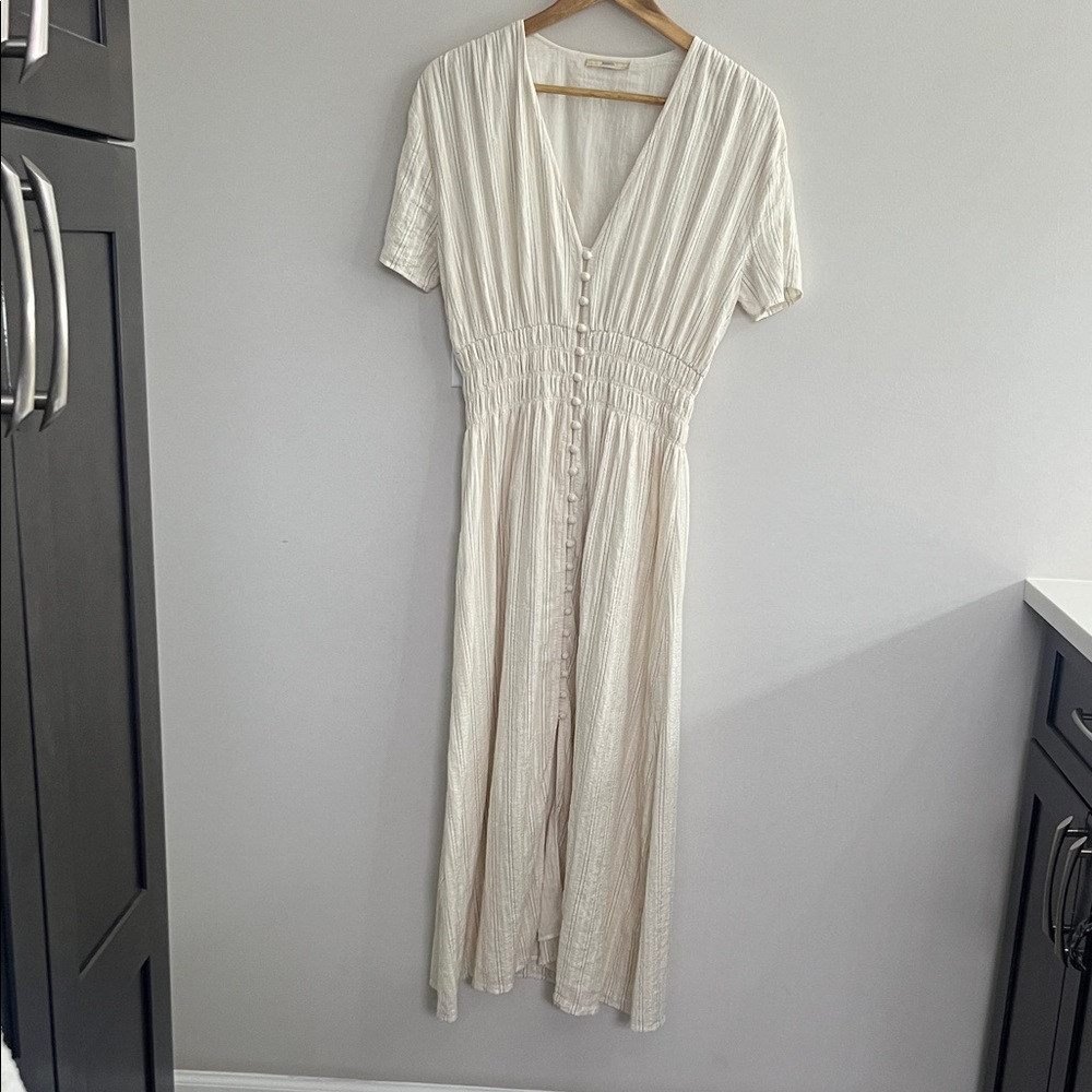 Sessun Galaposa Midi Dress with Button Detail - Medium